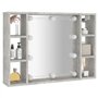 Mobile a Specchio con LED Grigio Cemento 76x15x55 cm