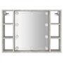 Mobile a Specchio con LED Grigio Cemento 76x15x55 cm