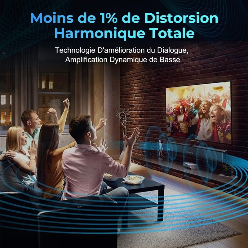 Image secondaire de OXS S3 Barre de Son pour TV, Audio Home Cinéma avec Bluetooth 5.0, Basses Dynamiques, Son Ambiant 3D, Amélioration du Dialogue,