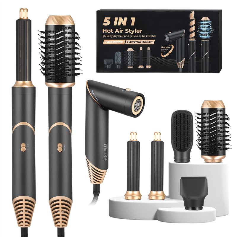 Aofesel 6-en-1 Air Styler & Sèche-cheveux, Boucleurs Auto-Wrap, Brosse Thermique Brushing avec 5 Accessoires, Brosse Soufflante