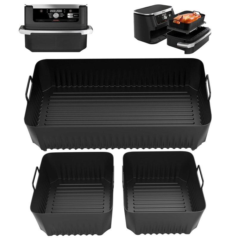 3Pcs Moule Silicone Air Fryer, Moule Air Fryer pour Ninja Foodi Flex 10,4 L AF500EU, Accessoires Air Fryer Ninja 10,4 L, Silicon
