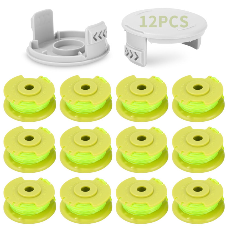 12 Pack Bobine Fil Coupe Bordure remplacements pour Ryobi One+,Ø2mm & 3.4m bobine,ligne de bobine coupe AC80RL3/AC14HCA remplace