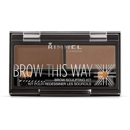 Rimmel London Brow This Way Kit de Modelage de Poudre à Sourcils, Finition Soignée et Précision Ultime avec la Formule Duo Compa