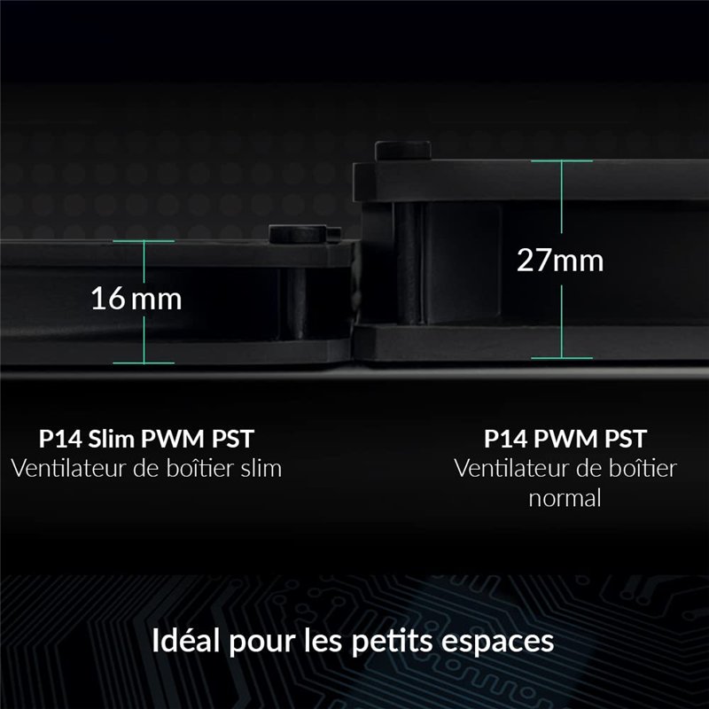 Image secondaire de ARCTIC P14 Slim PWM PST - Ventilateur PC, Ventilateur Boitier Silencieux, 140 mm, Refroidisseur pour Unité Centrale, Pression St