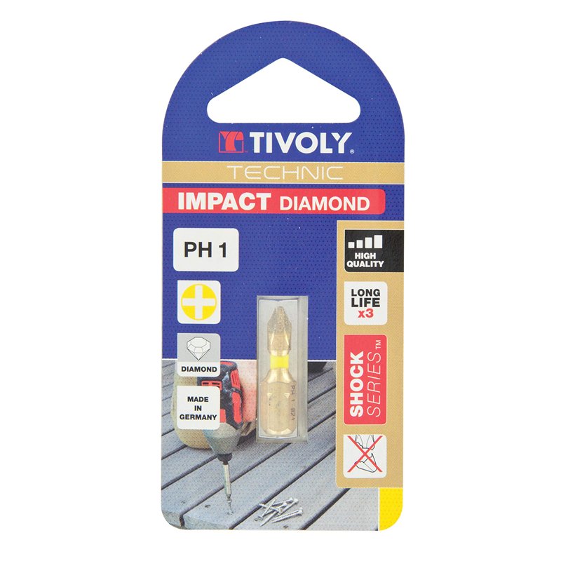 Tivoly 11523320200 Embouts de Vissage Diamant Impact Torsion pour Vis Philips Ph2