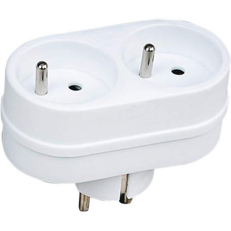 Electraline 531185 Adapteur Fiche Multiprise Biplite | 2 Prise 16A, Blanc