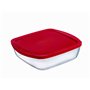 Ôcuisine Cook&amp;Store Boîte carrée 25 x 22 x 7 cm / 2,2 l Transparent + Couvercle Rouge