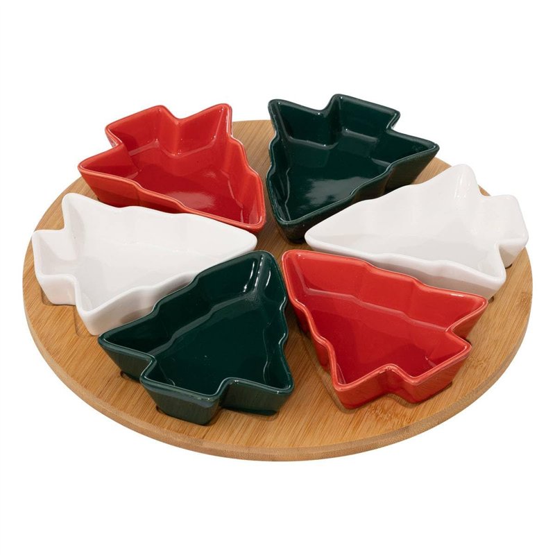 Feeric lights et christmas - Set apéritif sapin 6 pièces, multicolore en bambou