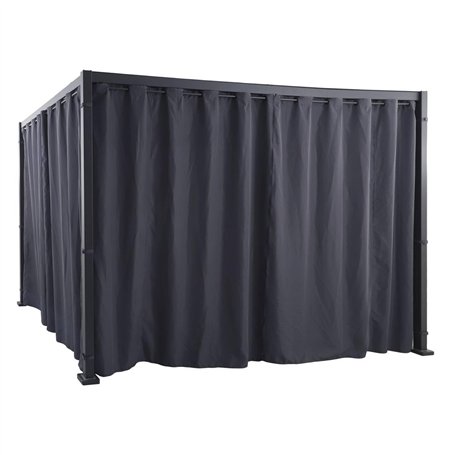 Hespéride - Kit de Rideaux et de Rails pour tonnelle Zalya Graphite Ardoise