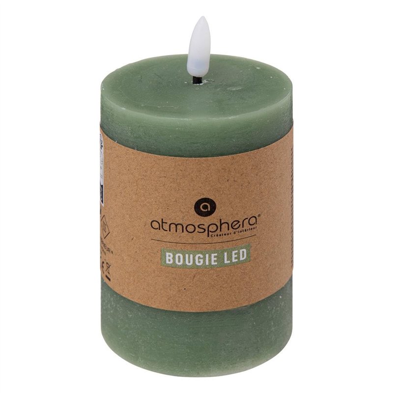 Image secondaire de Atmosphera - Bougie ronde à led molia h13cm vert foncé