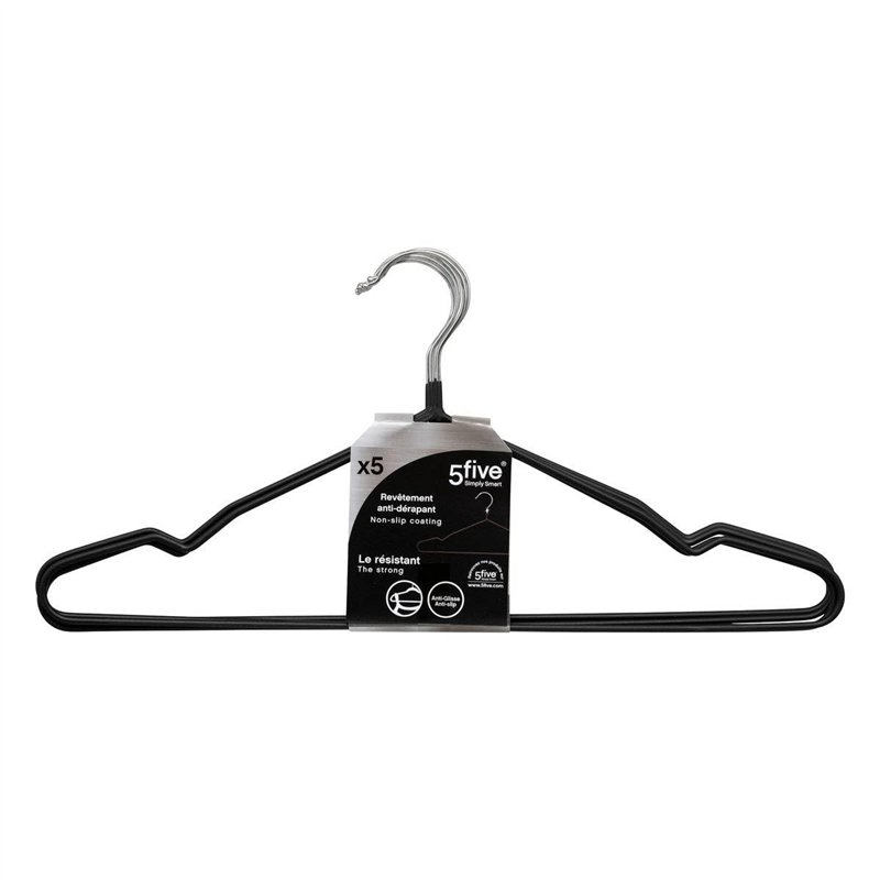 Image secondaire de 5five - lot de 5 cintres anti-dérapant noir