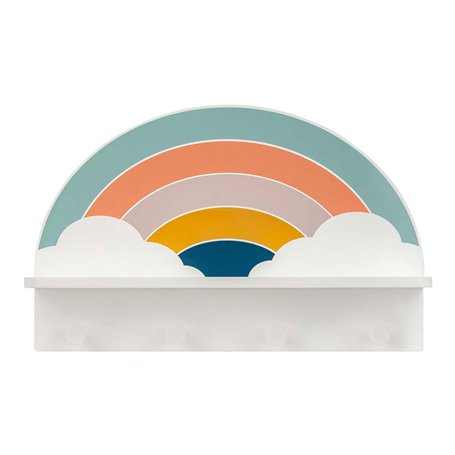 Atmosphera - Patère étagère Enfant soel Motif Arc-en-Ciel 4 Crochets
