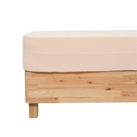 Atmosphera - Drap Housse Flora Gaze de Coton Lin 140x190cm