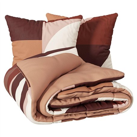 Atmosphera - Parure de lit 3 pièces Tatia Percale de Coton Terracotta 260x240cm