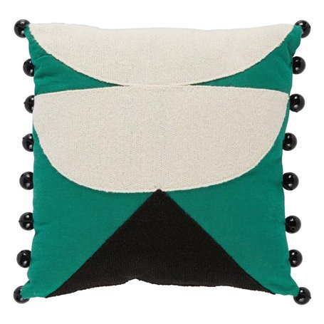 Atmosphera - Coussin brodé malakite Vert cèdre 30x30cm