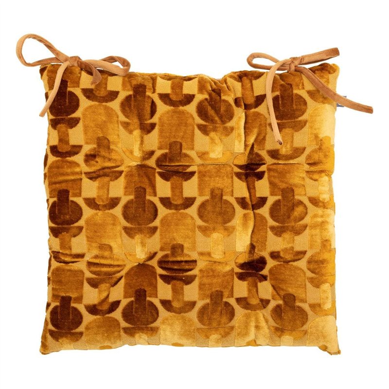 Atmosphera - Galette de Chaise Luna Jacquard Ocre 38x38cm