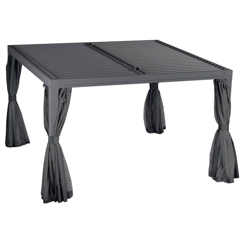 Image secondaire de Hespéride - 1 Set de 4 Rideaux pour tonnelle 3,6 x 3,6 m