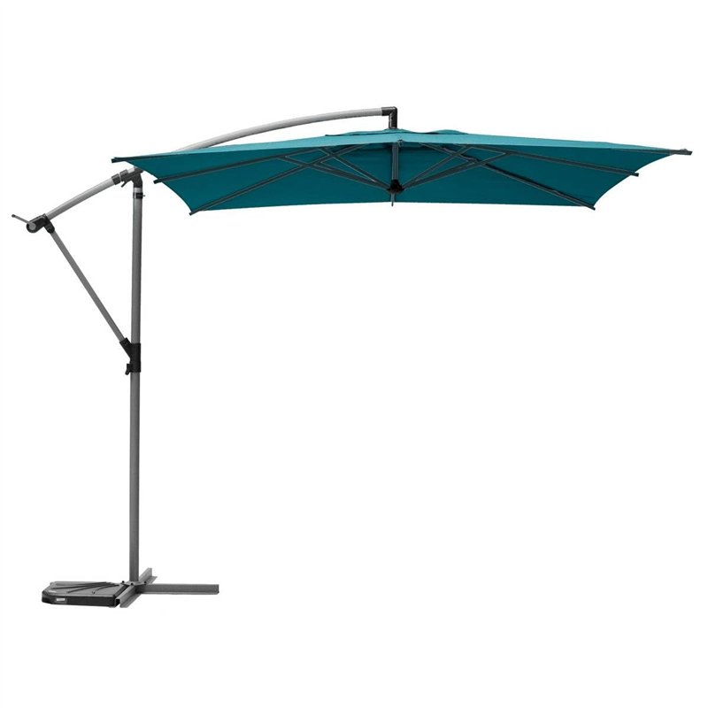 Hespéride - Parasol Déporté Carré Manoa Bleu Canard 2,5 x 2,5 m Anti-Rouille Rotation 360° Protection Soleil, Intempéries pour J