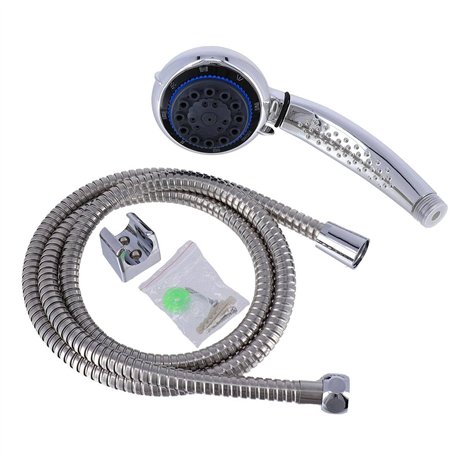 TENDANCE - Kit douchette 8 Fonctions + Flexible Acier Inoxydable 150 cm + Support- Chrome