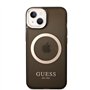 Guess GUHMP14SHTCMK Coque pour iPhone 14 6,1" Noir/Noir Coque Rigide Or Ligne Translucide