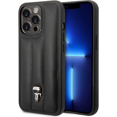 KARL LAGERFELD KLHCP14XPSQPK Coque Rigide pour iPhone 14 Pro Max 6,7" Noir/Noir Puffy icône Pin