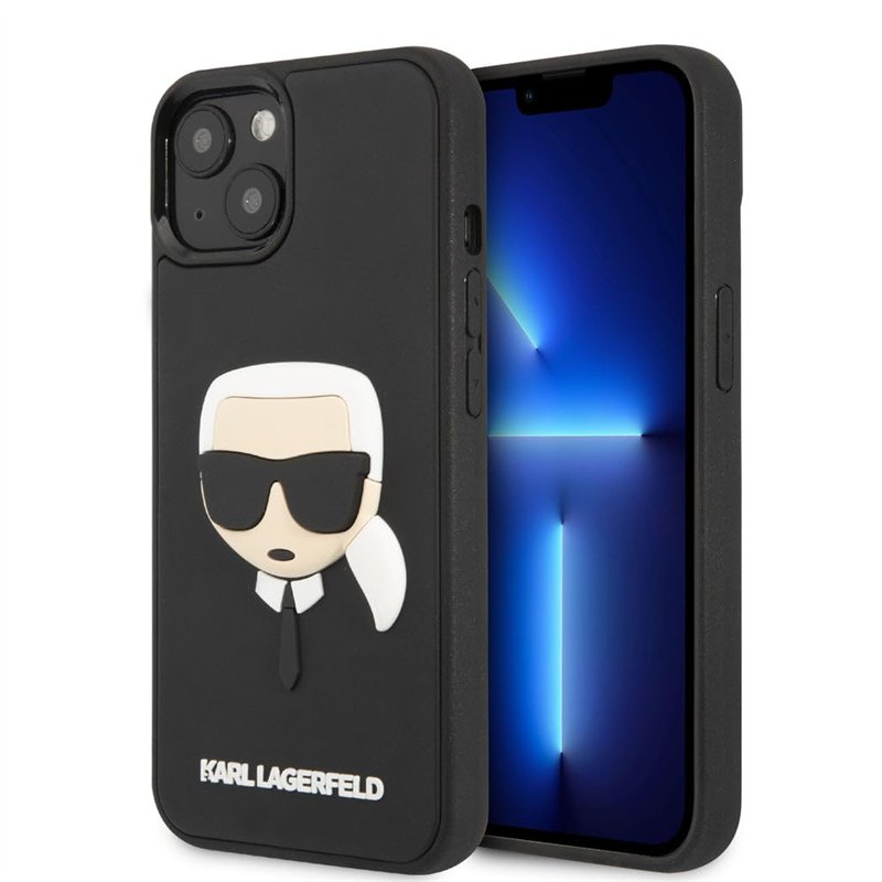 KARL LAGERFELD KLHCP14SKH3DBK Coque de Protection Rigide 3D en Caoutchouc pour iPhone 14 6,1