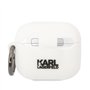 Karl Lagerfeld KLA3RUNCHH Housse pour Airpods 3 Blanc Silicone Choupette Head 3D