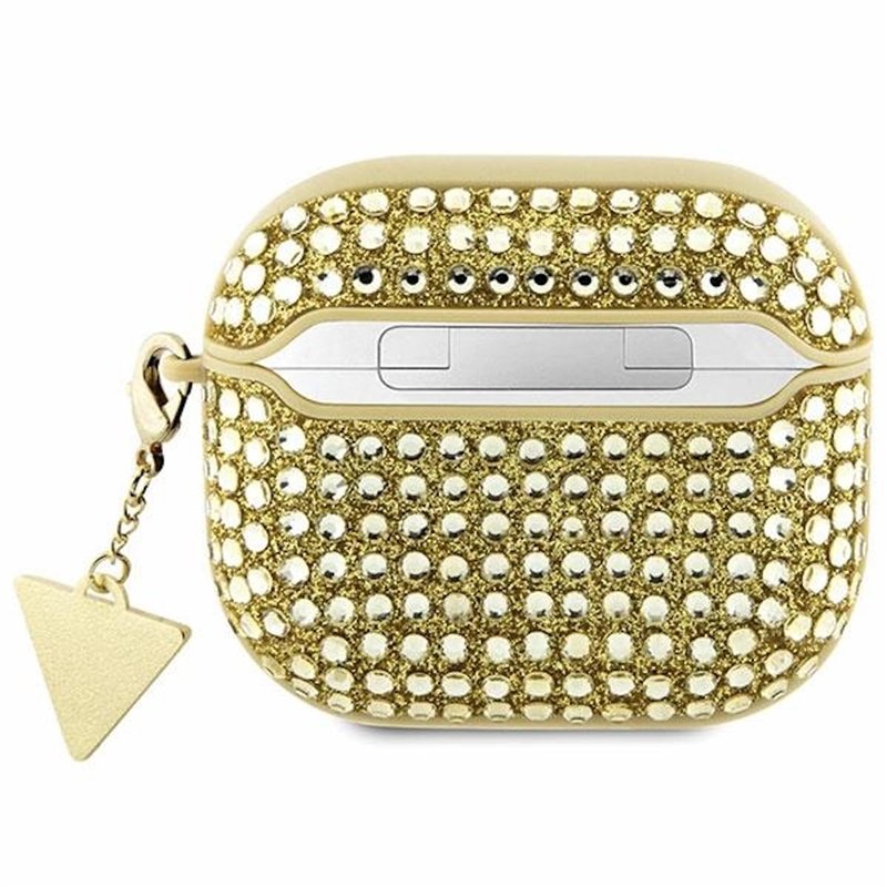Image secondaire de Guess GUA3HDGTPD Coque pour AirPods 3 Doré Strass Triangle Charm
