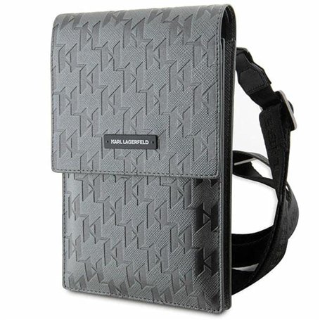 Karl Lagerfeld KLWBSAMSMG Saffiano Mongram Plaque Sac Argenté