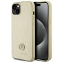 Guess GUHCP15SPS4DGPD Coque pour iPhone 15 6,1" Doré Rigide Cuir 4G Metal Logo Strass