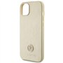 Guess GUHCP15SPS4DGPD Coque pour iPhone 15 6,1" Doré Rigide Cuir 4G Metal Logo Strass