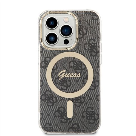 CG Mobile Guess Magsafe IML 4G Coque Rigide pour iPhone 15 Pro Noir