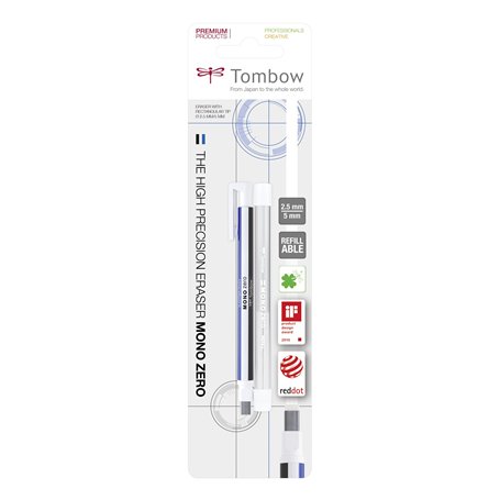 Tombow EHR-KUS Stylo Gomme Mono zéro + Recharge pointe rectangulaire 2,5x5mm