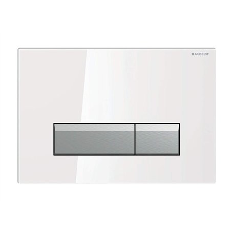 Geberit 8026514 Plaque de recouvrement Sigma 40 115.600.si.1 rinçage à 2 quantités, Blanc/Aluminium brossé