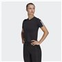 adidas Femme Train Essentials Train Cotton 3-Stripes Crop Tee, Black/White, S