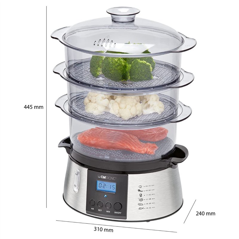 Image secondaire de Cuiseur vapeur - Cuiseur riz - Rice cooker - Cuiseur vapeur electrique - Cuiseur Vapeur 3 Compartiments DG3547 Clatronic