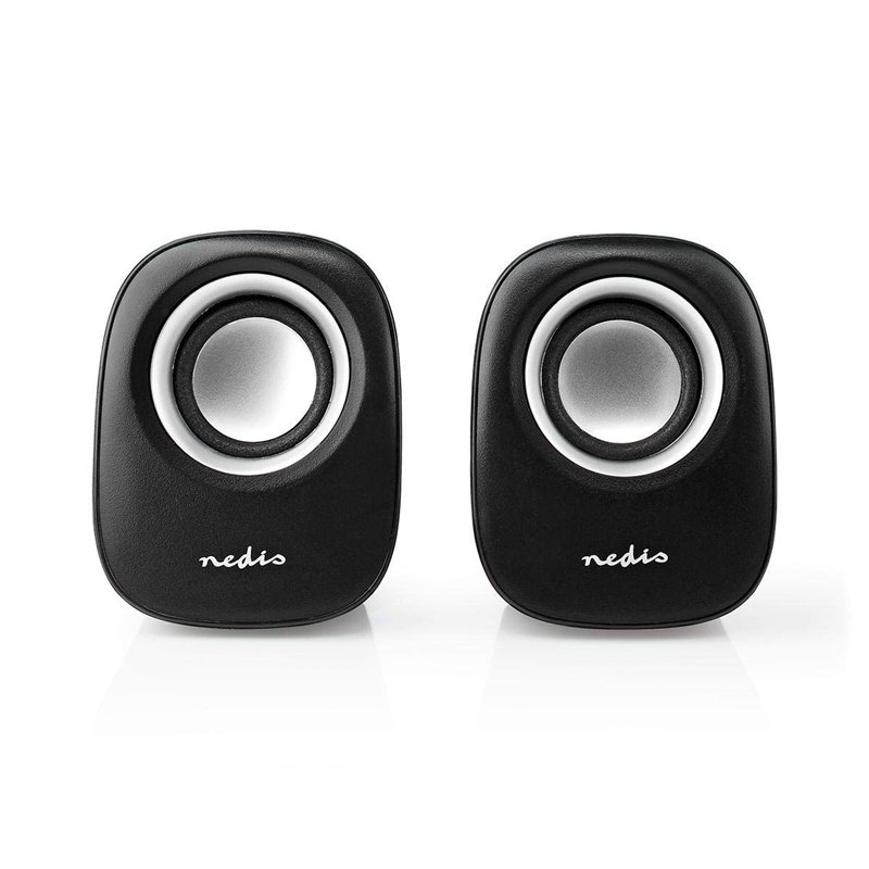 NEDIS Haut-Parleur PC 2 0, 12 W, Prise de 3,5 mm, Noir/argenté.