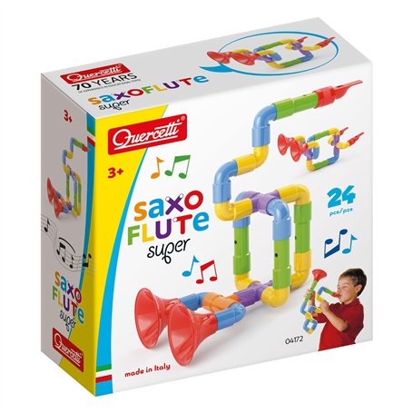Quercetti - 4172 Super Saxoflute Wind & Brass Construction Set, Toy Musical Instrument for Kids