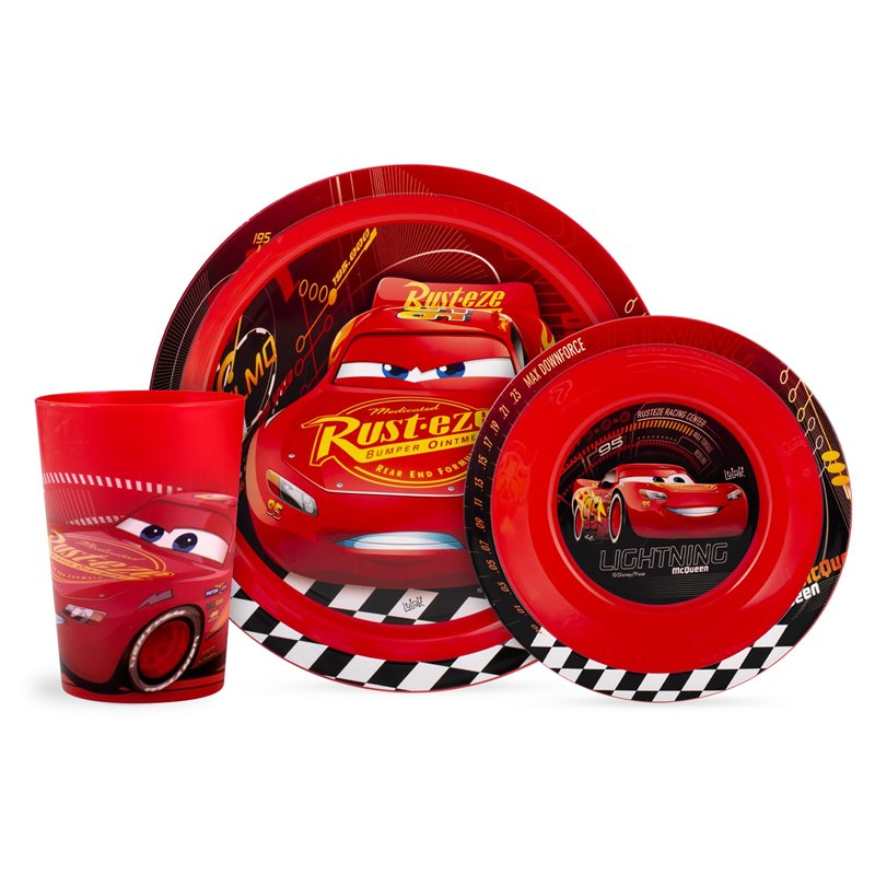 Lulabi Cars 3-teiliges Set für Jungen, Polypropylene, Rot, Verziert