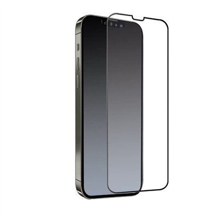 SBS Verre de protection d'écran pour iPhone 13 Pro Max, ultra résistant, en verre trempé et bords en silicone noir pour coins ar