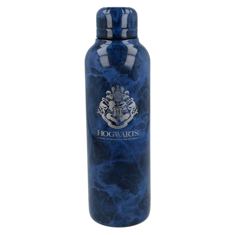 Stor - Bouteille réutilisable et transportable 515 ml - Acier inoxydable - Motif Poudlard - Bleu