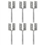 vidaXL 6X Piquets de Clôture Support de Poteau Installation de Clôtures de Jardin Poteau d'ancrage Piquet de Sol Argenté 7x6x30 