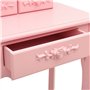 Tavolo da Trucco con Sgabello Rosa 50x59x136 cm Legno Paulownia