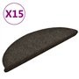 Tapis d'escalier auto-adhésifs 15 pcs 56x17x3 cm aiguilleté brun clair