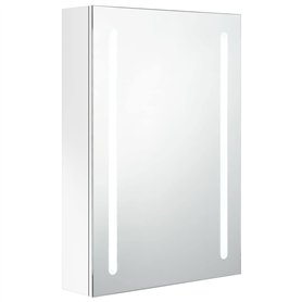 vidaXL Armadietto Bagno con Specchio e LED Bianco Lucido 50x13x70 cm