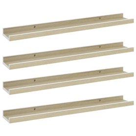 VidaXL Étagères murales 4 pcs Blanc et chêne Sonoma 60x9x3 cm