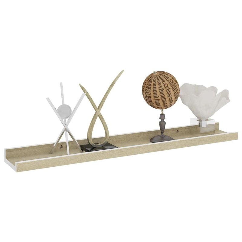 Image secondaire de VidaXL Étagères murales 4 pcs Blanc et chêne Sonoma 60x9x3 cm
