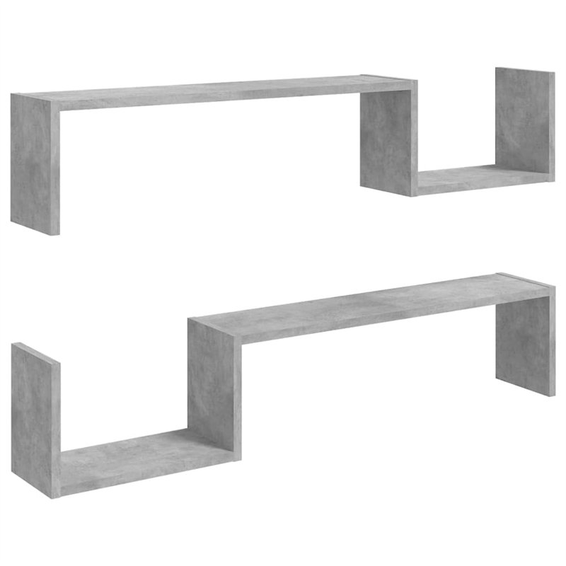Étagères murales 2 pcs Gris béton 100x15x20 cm Aggloméré