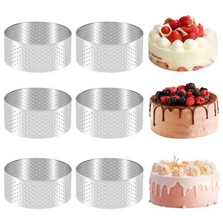 Juuewrryg Lot de 6 Anneaux à Gâteau Perforés Ronds pour la Cuisson