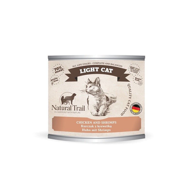Nourriture Humide pour Chat Naturel Trail Trail Natural Cat Pusz.200g Poulet léger, crevettes / 6